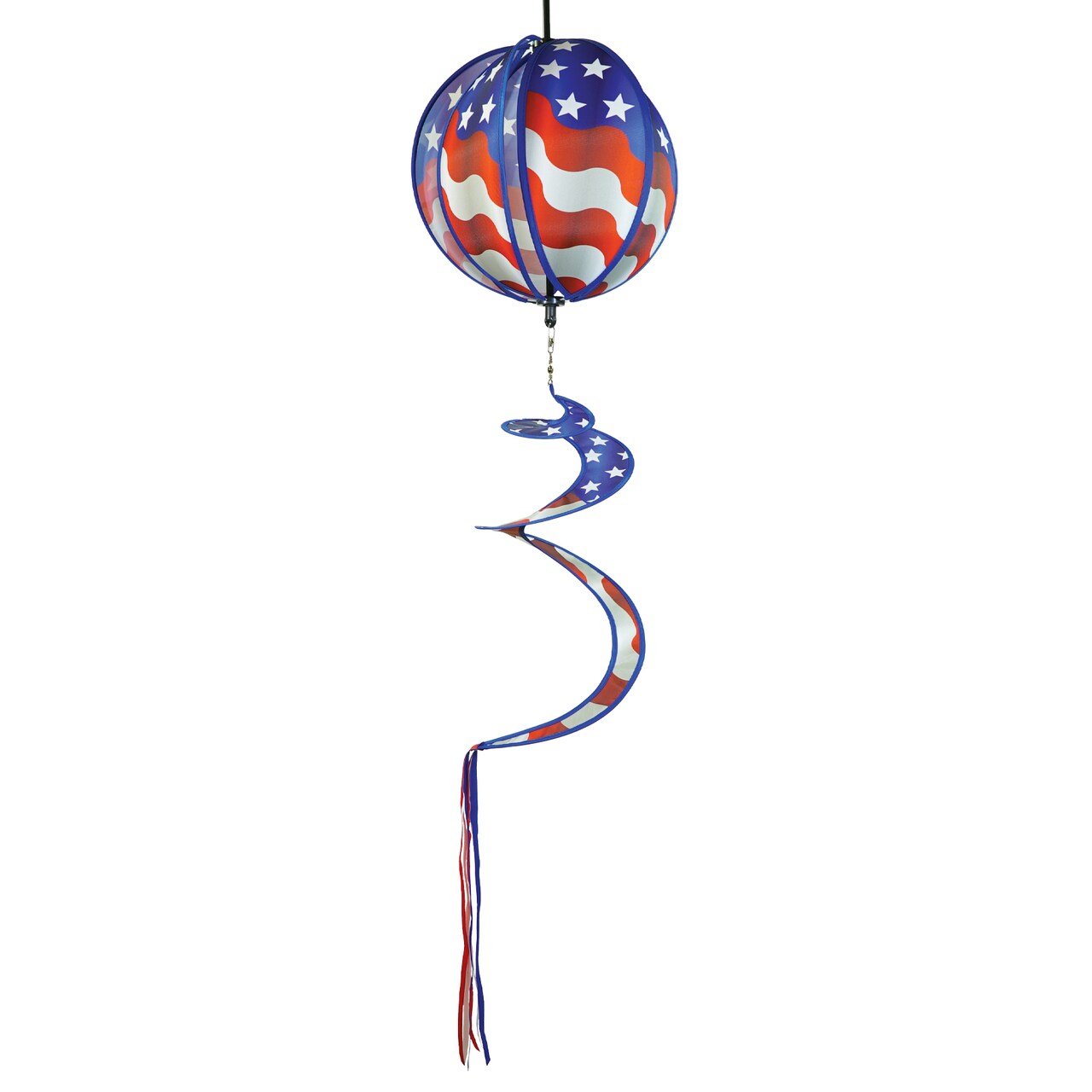 In the Breeze 11-inch USA Flag Hanging Ball Spinner, Wind Spinner, 2490